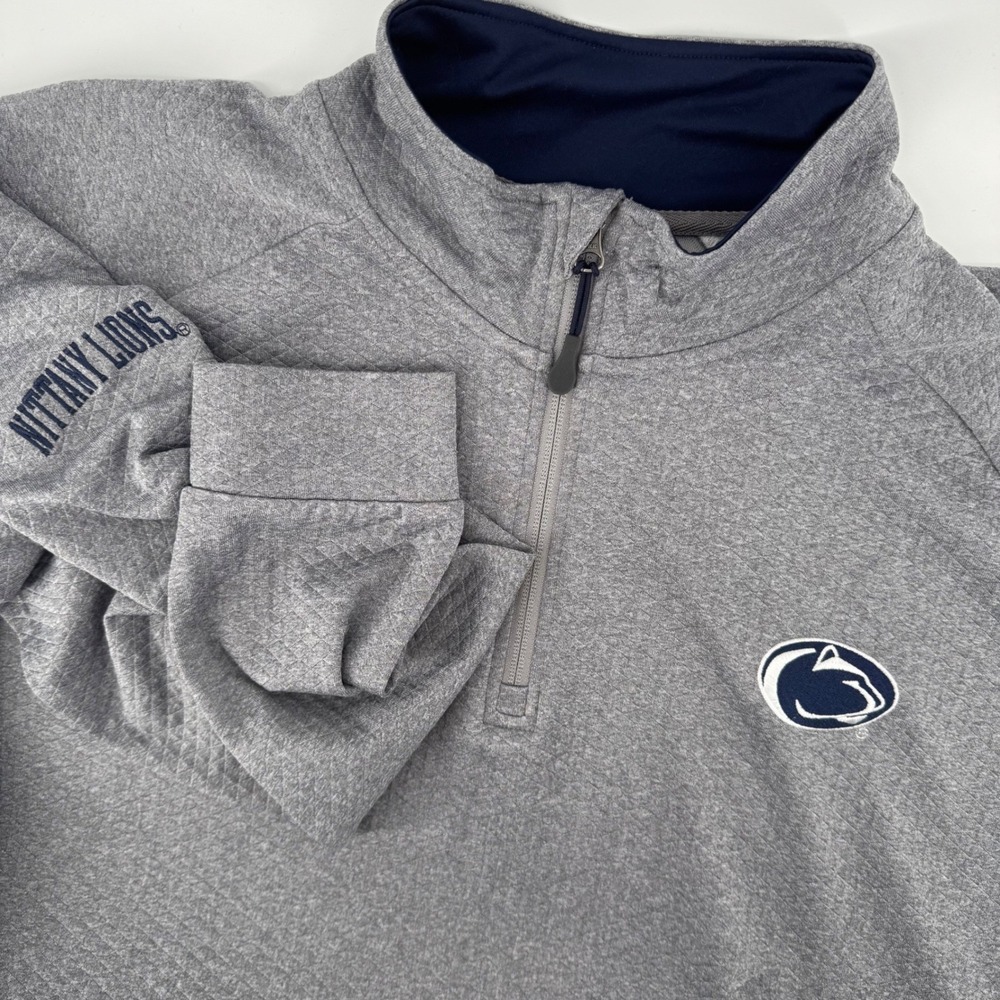 Champion Quarter Zip Pullover Mens XL Gray Penn State Nittany Lions Textured